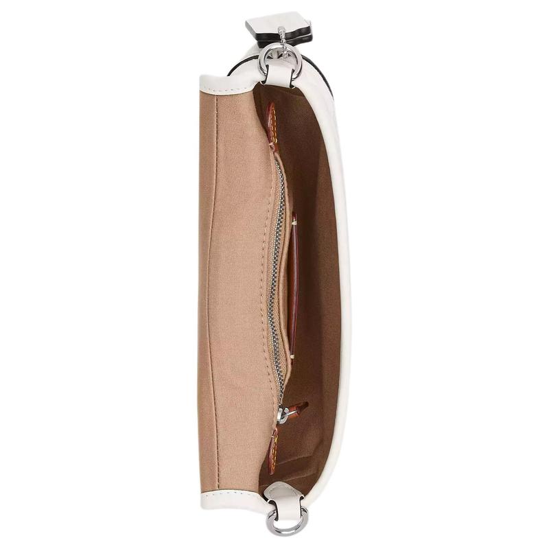 Coach Сумка Soho flap 25 классическая на цепочке для дальнозорких, плечевой ремень, покрытый холст и коровья кожа, женская, средняя, белая