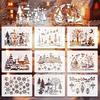 9 Sheets/set, Christmas Painting Template, Hollow Out, Christmas Poster, Graffiti Template, PET Hollow Out Template, Omission Board