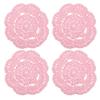 Crochet Doilies, Cotton Woven Coasters, Lace Round Handmade Coasters with Floral Patterns for Wedding Party Decorations, Pink, 100mm, 4 Pieces