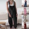 Women's Solid Color Adjustable Strap Pants Sleeveless With Pockets Jumpsuit