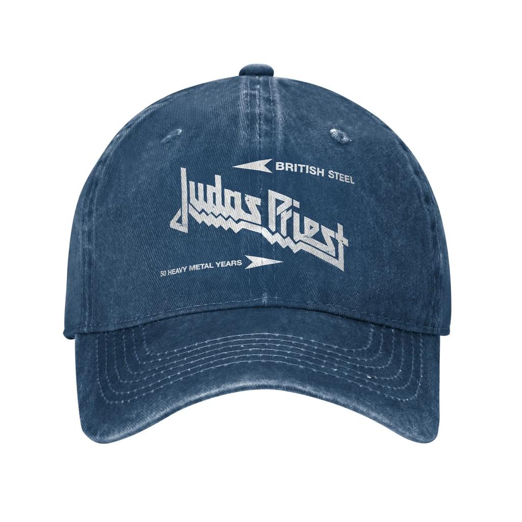 Judas Priest British Steel Asphalt Baseball Cap Vintage Distressed Denim Band Music Snapback Unisex Women Outdoor Adjustable Hats