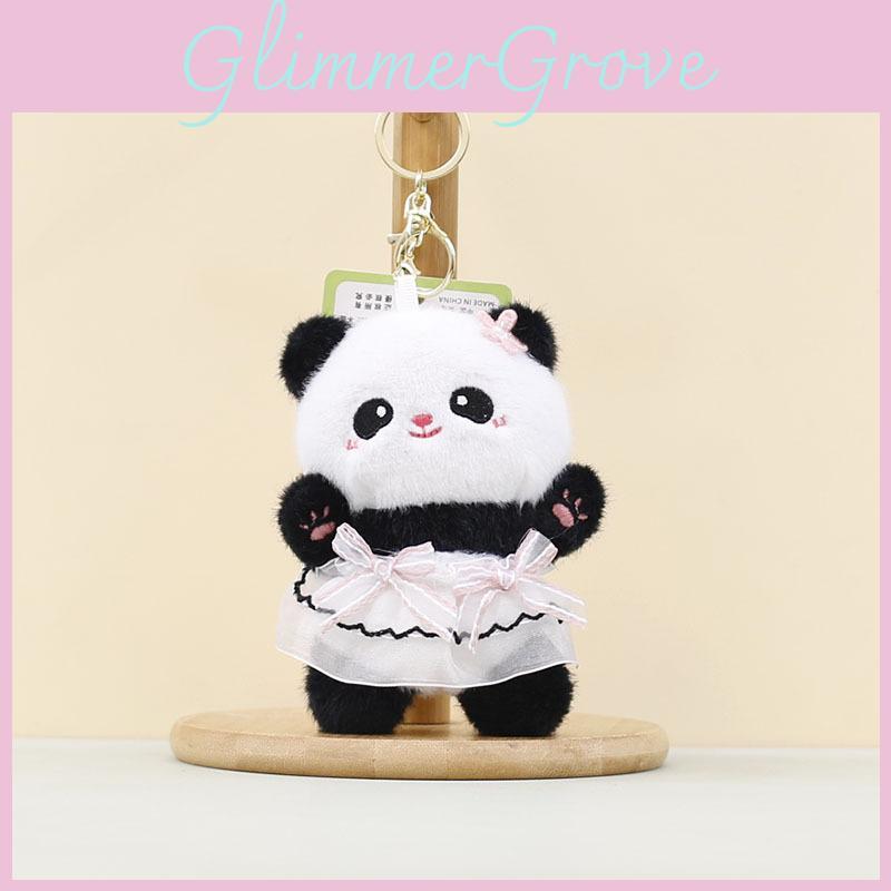 Panda Keychain Plush Pendant With Wearing A Gauze Skirt With A Bow Design
