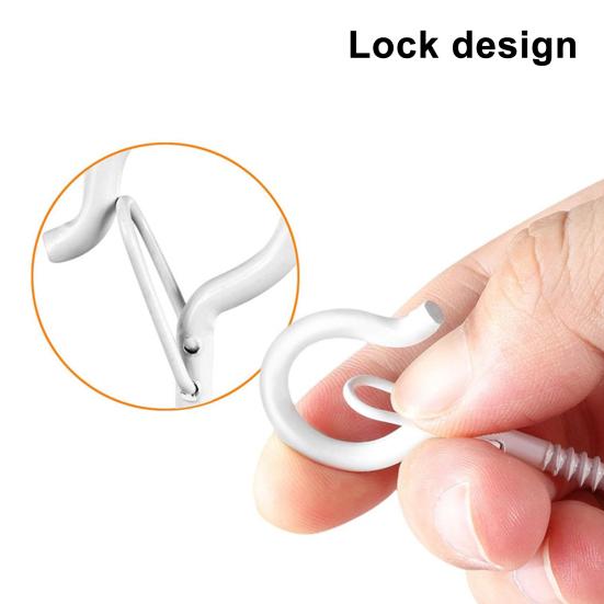 2 Pcs Adhesive Ceiling Hook No Drill Hanging Hook Wall Hook Load-Bearing Eye Hook with Safety Buckle for String Lights Plants Lanterns Wind Chime