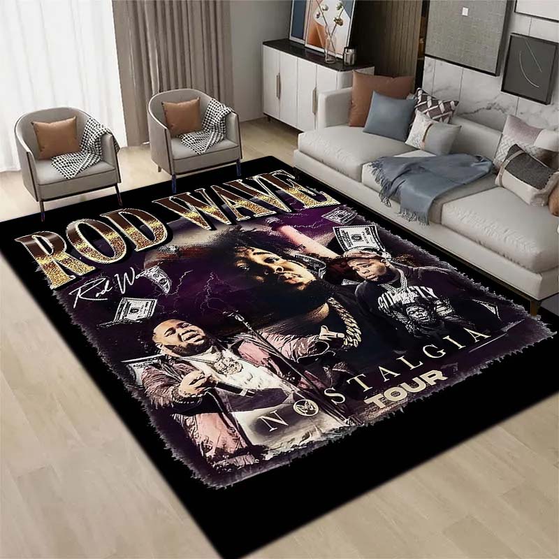 3D Hip Hop Rapper Carpet Rod Wave Home Living Room Bedroom Decoration Flannel Comfortable Anti slip Area Corridor Carpet Gift