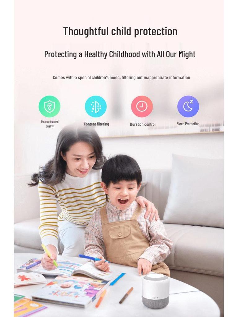 Xiaodu Flagship Smart Speaker with WiFi, Bluetooth, AI Voice Control, and Infrared Home Appliance Control.