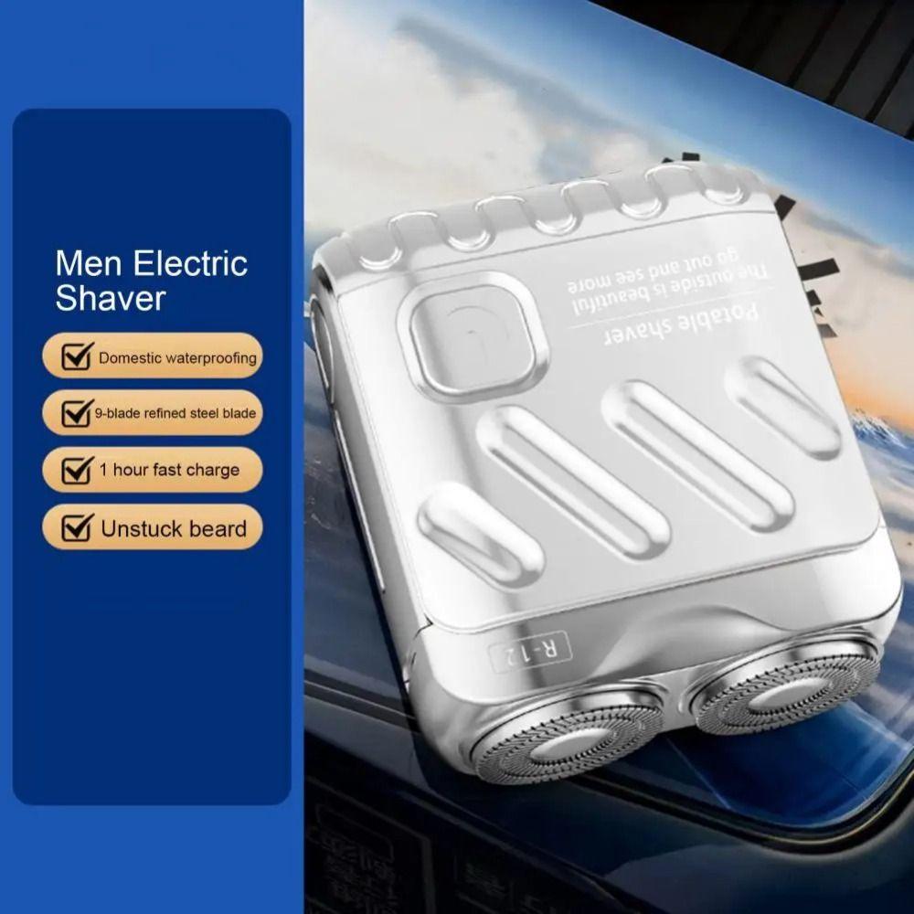 Magnetic Men's Electric Shaver Double Head Face Hair Remover Tool Pocket Size Beard Trimmer Home