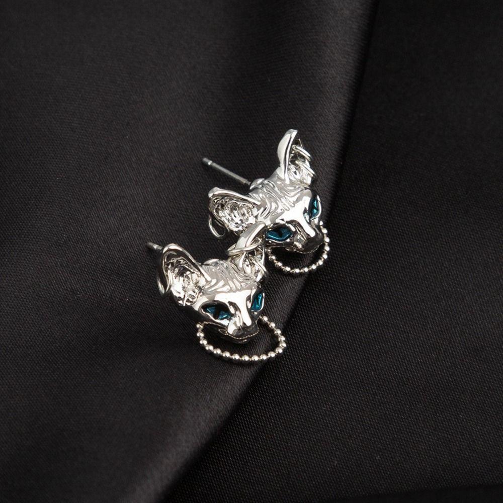 Подарок Винтажные серьги-гвоздики Кошка Сфинкс Девочка Женские Готические серьги Серьги-гвоздики Серьги в корейском стиле