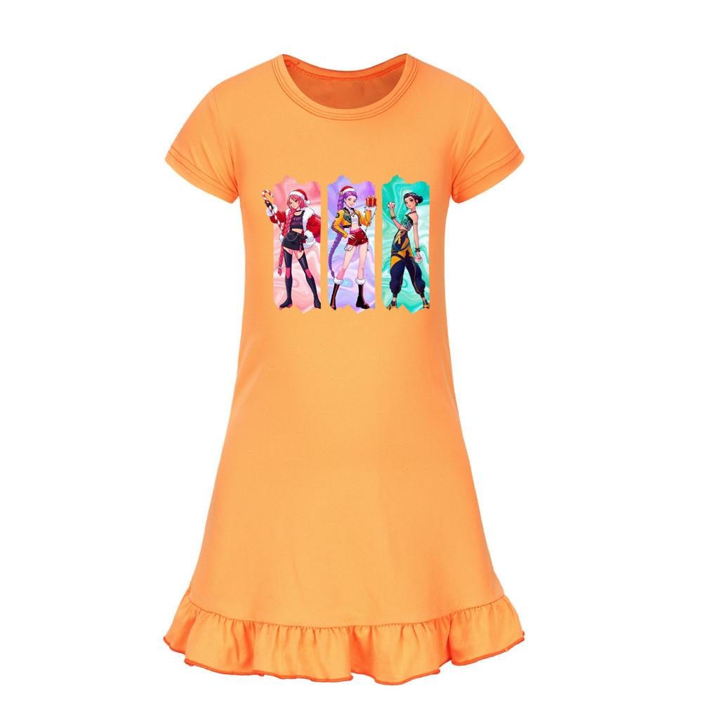 5155 Kids Girls Christmas New Year Mira Zoey Rumi Printed Ruffle Short Sleeves Casual Dress