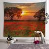 Flower Aesthetic Tapestry Sunset Flower Field View Tapestry Flower Wall Art Tapestry Bedroom Dormitory Room Home Decoration