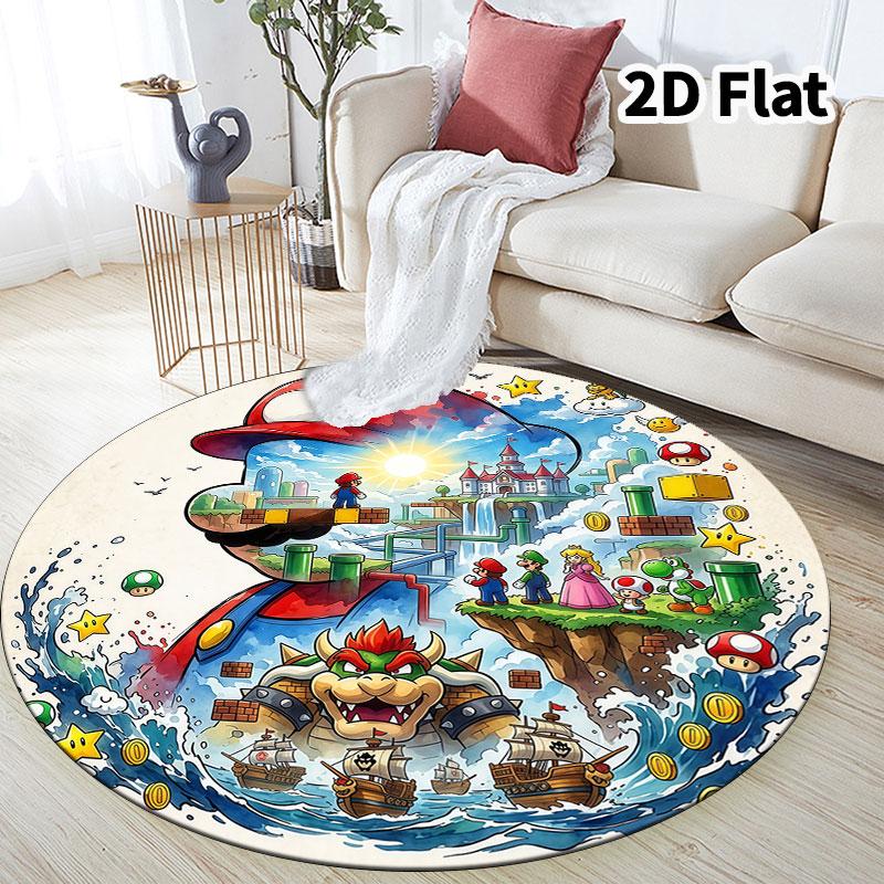 Super Mario Round Area Rug Carpet Rug For Living Room Bedroom Sofa Playroom Decor Nonslip Floor Mat