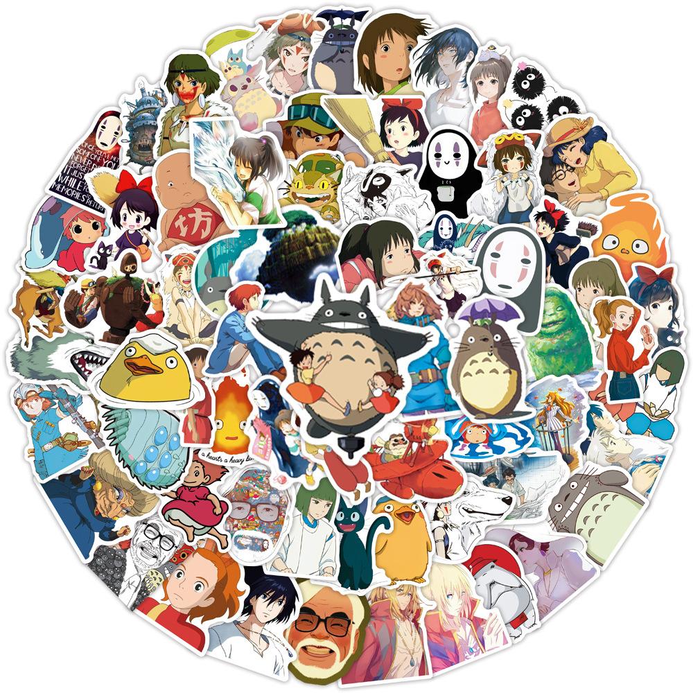 100Pcs Cartoon Bright Ghibli Hayao Miyazaki Stickers Totoro Elfs Decals For Phone Laptop Suitcase Notebook Waterproof Stickers