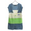 Candy Stripper Border Pattern V Neck Knit Vest 2 Blue Women Used