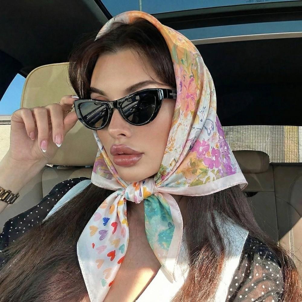 Новый Атласный Квадратный Шелковый Шарф С Цветочным Принтом Для Шеи Волос Пляжная Накидка Шаль Женская