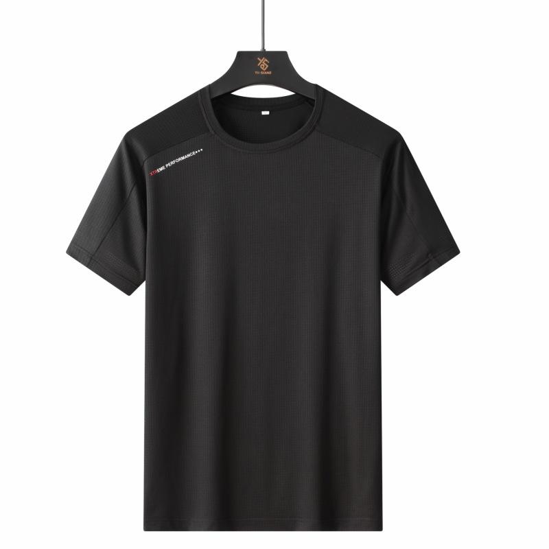 Men's Quick-Drying Short-Sleeve T-Shirt, Ice Silk, Elastic, Plus Size, Outdoor Sports, Casual Wear