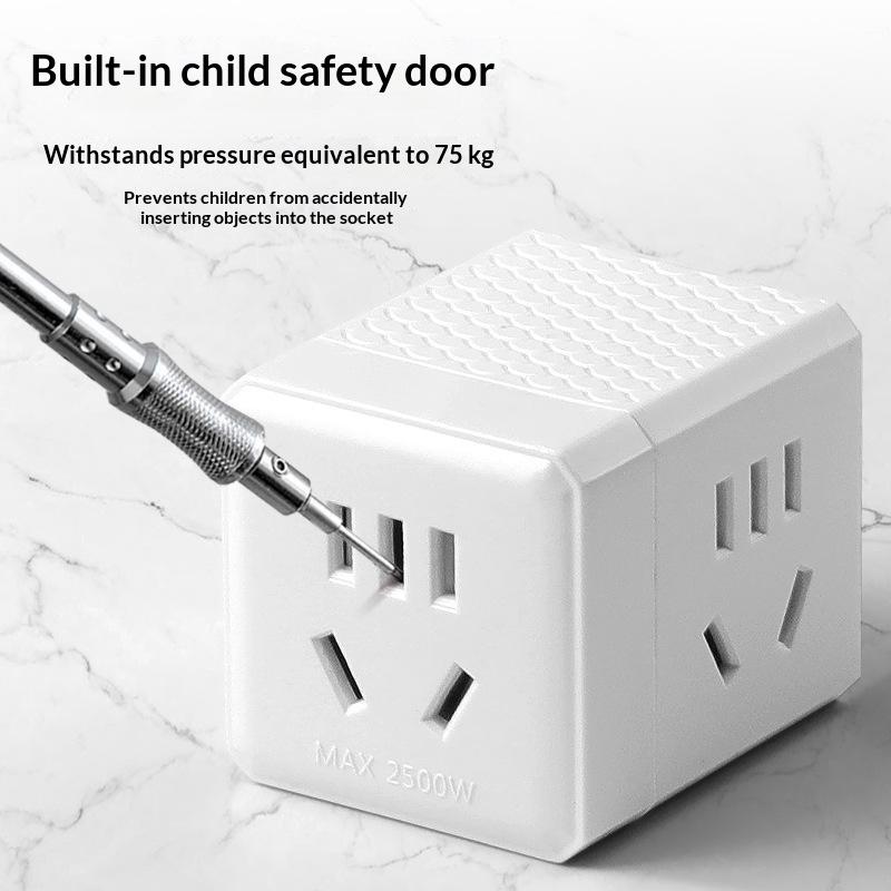 Портативная кубическая розетка с USB-портами для зарядки, несколько AC-розеток для дома, офиса, путешествий, деловых поездок