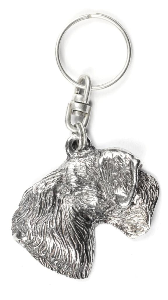 Cesky Terrier, Czech Terrier - Silver-plated pendant with a dog in a decorative box, handbag decoration, backpack pendant by Art-Dog brand