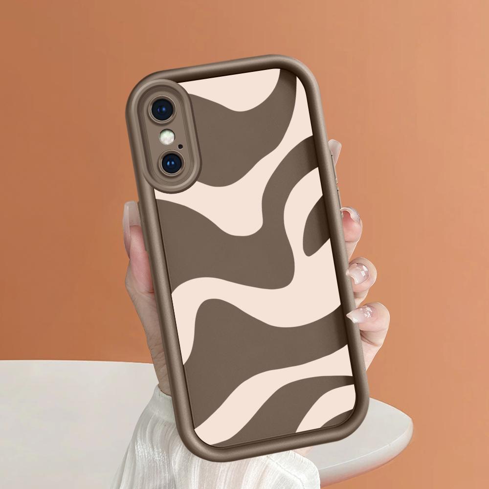 Black Zebra Stripe Phone Casing for Realme OPPO Reno VIVO Infinix Tecno Oneplus Full Cover Camera Shockproof Protection Rubber Case Cover