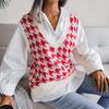 Houndstooth Casual Loose Knitted Vest Sweater Vest