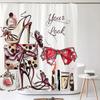 Мода Косметика Обувь и Сумки Занавеска для душа Современный Принт Девушки Домашний декор Занавеска Полиэстеровая ткань Занавеска для ванной с крючками