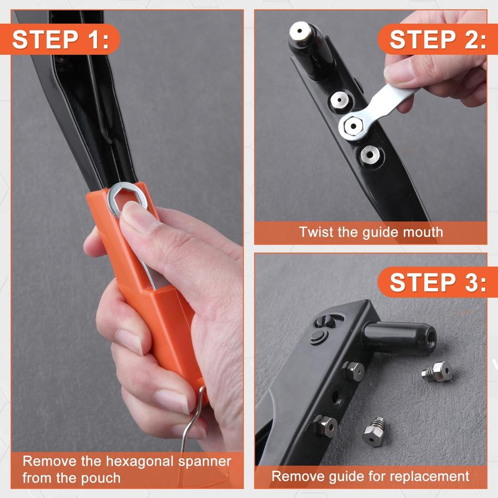 GOLD DEER Ручной заклепочник Ручной заклепочник 100 4 Сменных заклепочник Заклепочная гайка Ручной инструмент для слепой клепки Слепая заклепка Заклепочная гайка Выемка Поп-заклепка для дома