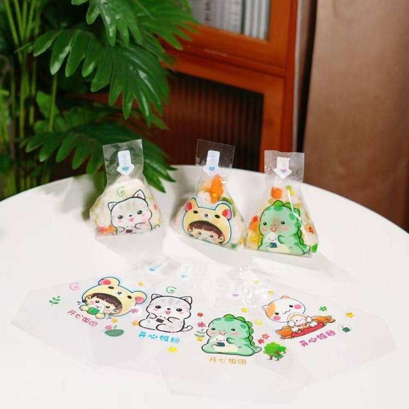 50/100Pcs Lovely Cartoon Triangle Rice Ball Packing Bag Seaweed Onigiri Sushi Bento Making Mold Bento Accessories Sushi Bags