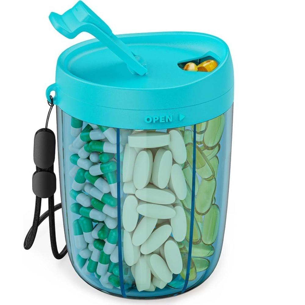 Plastic Pill Dispenser Wide Opening Pill Container New Pill Storage Bottle for Travel Use