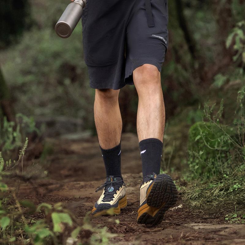 Li Ning CF Water Resistant Shock Absorbing Durable Support Reflective Low Top Outdoor Hiking Shoes Unisex Hiking Shoes Khaki AHTU023-7