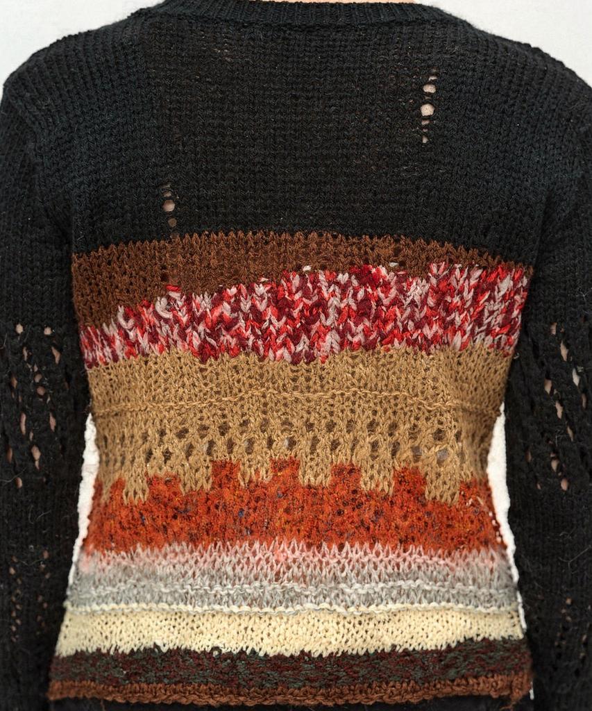 ADSB ANDERSSON BELL Black Hand-Crocheted Crew-Neck Sweater Atb1551M(Black)