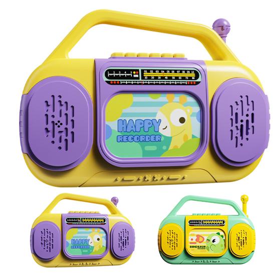 Детская многофункциональная радиоигрушка с музыкой, светом, записью, 6 английских песен, для малышей, мальчиков, девочек, мультяшное радио в виде жирафа и динозавра, развивающая игрушка