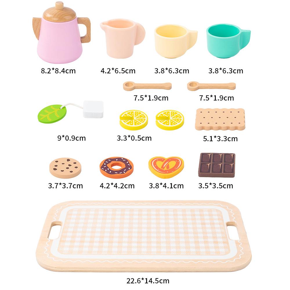 Tea Sets for Toddlers Wooden Play House Pretend Food Toy Sets for Kids Kitchen Accessories, Party Role Playing Toys Girls Gift