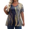 XL-7XL Womens Plus Size Tops Summer Shorts Sleeve T-Shirts Women’s V Neck Casual Clothing Clothes Printed Tops