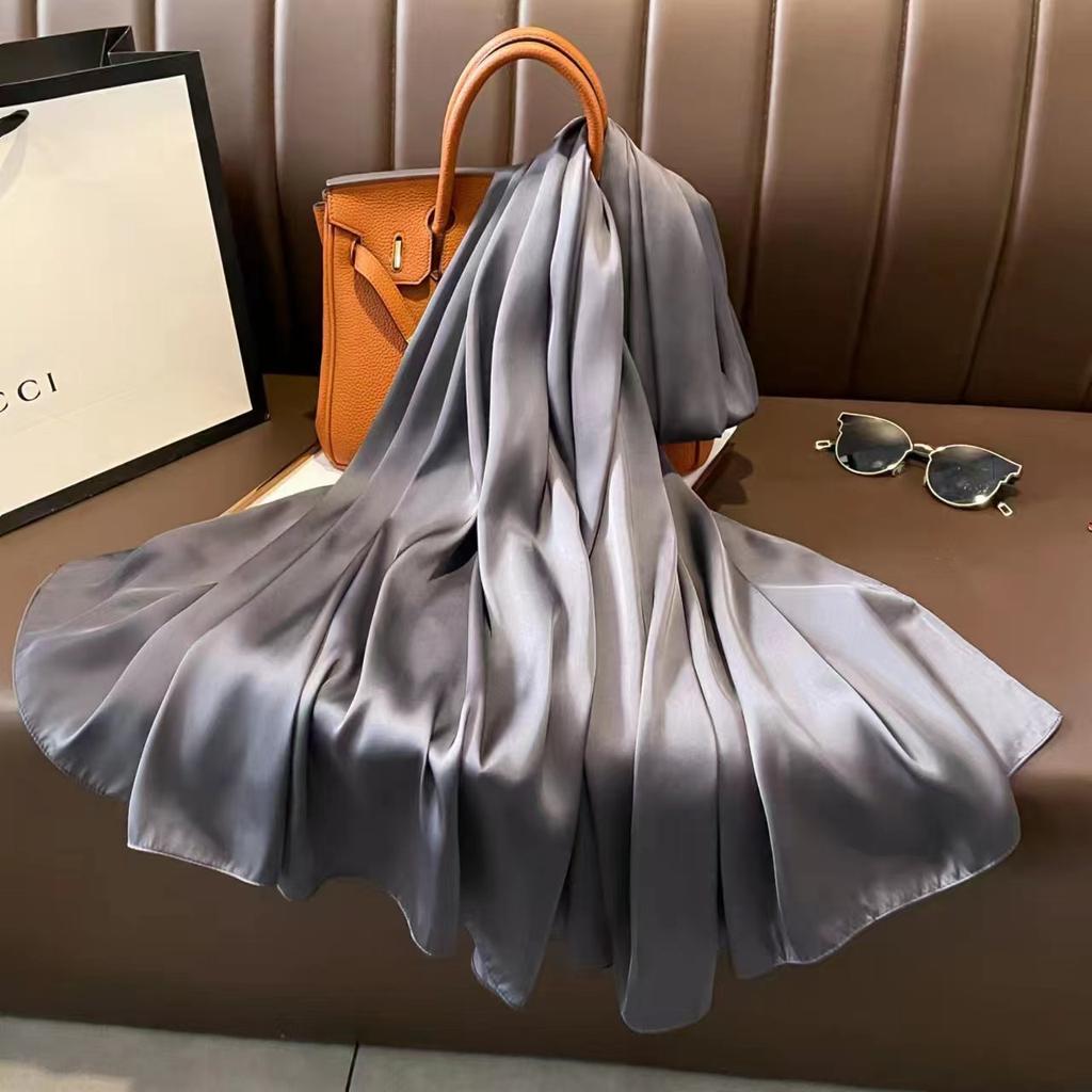 New Solid Colour Anti-silk Scarf Spring and Autumn Sunscreen Beach Towel Female Silk Scarf Outside the Air Conditioning Shawl