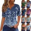 Women's T Shirt Tee Print Button Short Sleeve Daily Weekend Fashion Basic V- Neck Regular Top
