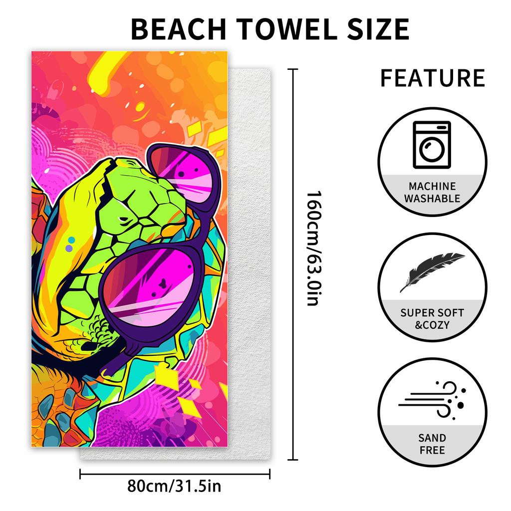 Двустороннее бархатное пляжное полотенце с черепахой, абсорбирующее банное полотенце, полотенце с принтом