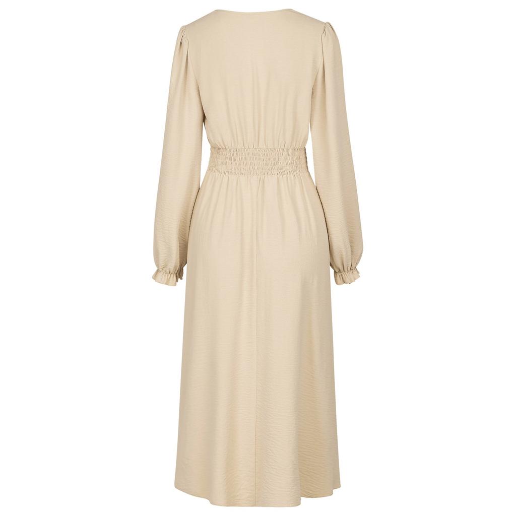 Женское повседневное и модное осенне-зимнее однотонное платье средней длины с v-образным вырезом и поясом