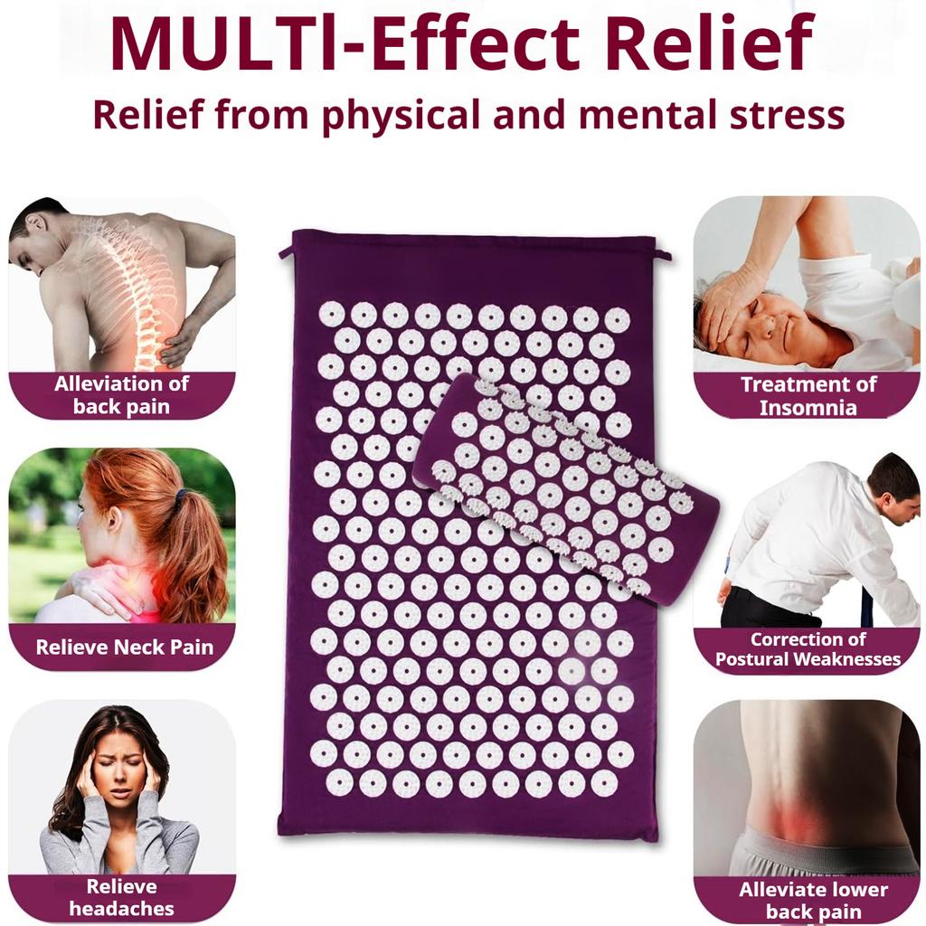 Акупунктурный массажный коврик Акупунктурный коврик для йоги Стимулирует акупунктурные точки для улучшения кровообращения Массажный спортивный коврик Фиолетовый