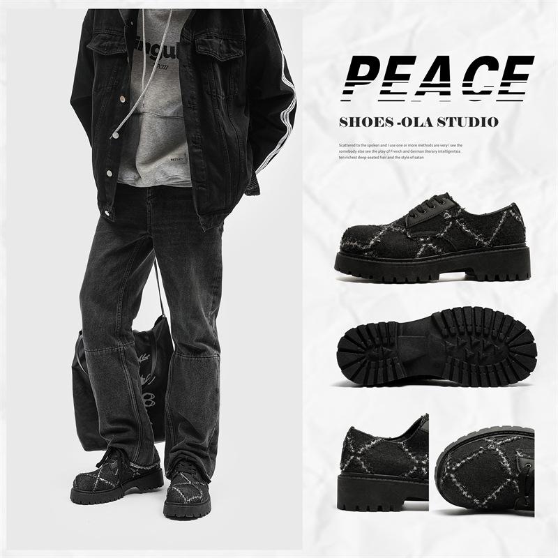 Модная обувь дерби на толстой подошве, мужская обувь из джинсовой ткани, корейские дышащие кроссовки с низким верхом, модная мужская повседневная обувь, zapatos de hombre