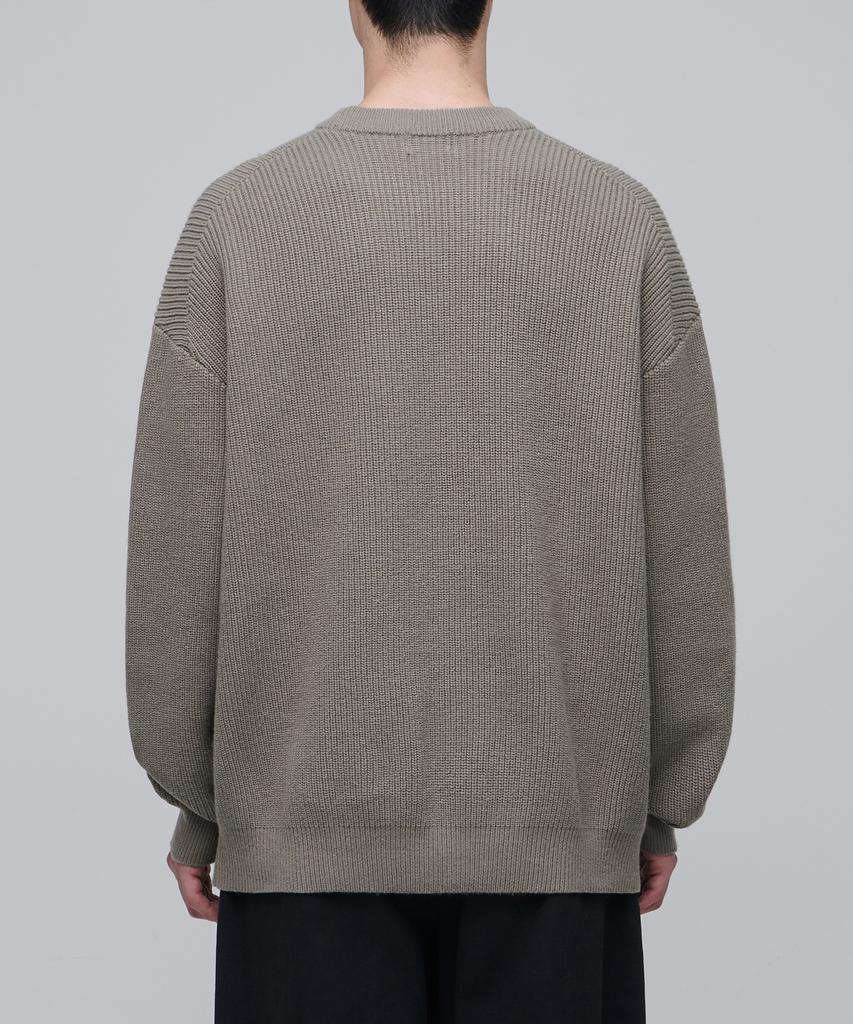 MUSINSA STANDARD Oversized Ribbed Crew Neck Knit [Dusty Beige]