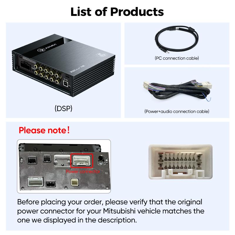 Ainavi P48E DSP For Mitsubishi ASX Outlander LANCER Processor Bluetooth Car Amplifier 4 Channels Audio Low Amp for Car Sound