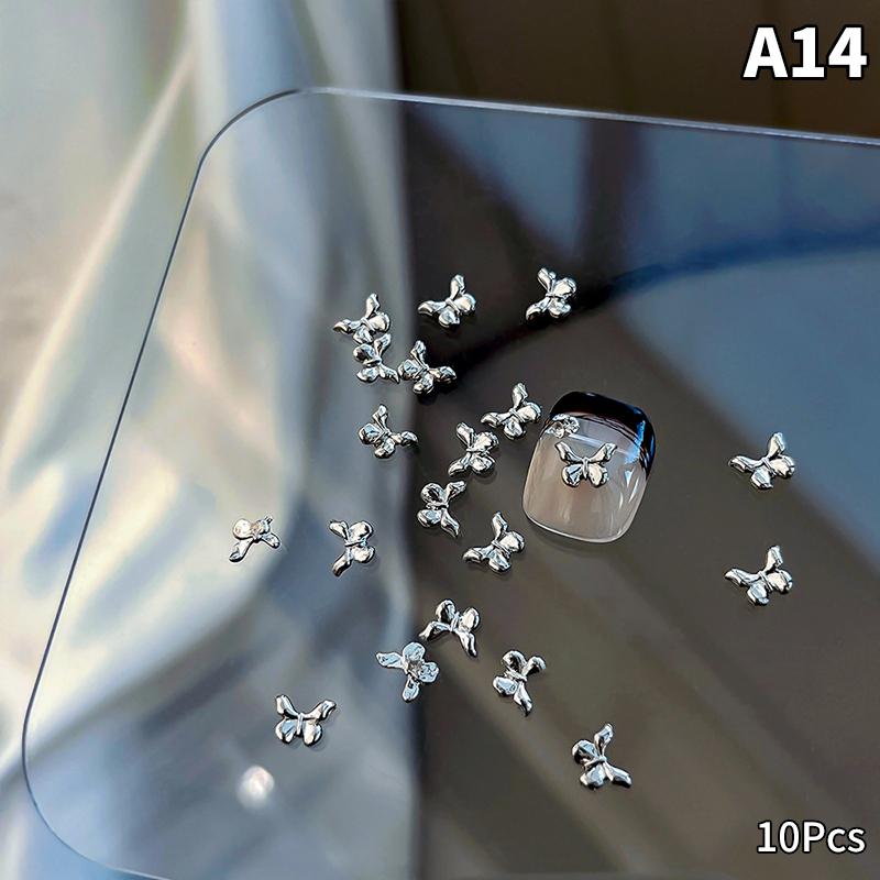 10 шт. роскошных кавайных бантиков для ногтей, 3D японский сплав, галстук-бабочка, украшения для ногтей, стразы, аксессуары для самостоятельного изготовления
