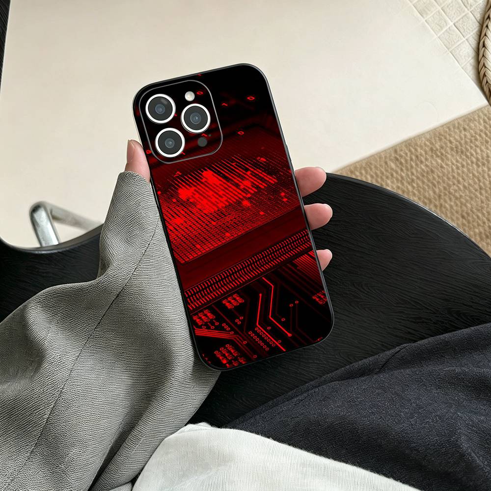 Креативный чехол для телефона с рисунком печатной платы Для iPhone 17, 16, 15, 14, 13, 12, 11 Plus, Pro Max, Другие Мягкий черный чехол