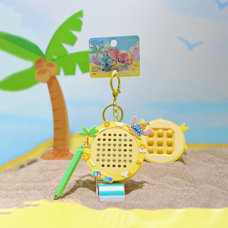Stitch Summer Beach Steel Ball Art Board Keychain With Pvc Fun Hang Decor For Kids