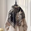 Women'S Faux Cashmere Winter Fashion Scarf Vintage Floral Printed With Tassels Soft Warm Shawl Elegant Wrap For Winter Outfits