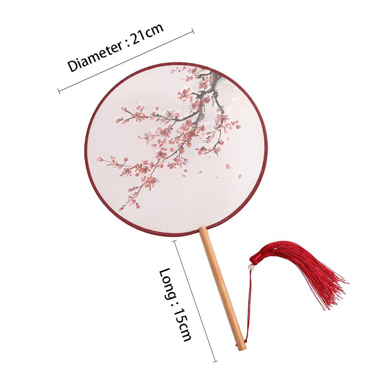 1шт классические печатные кисточки с длинной ручкой круглые веера круглый свадебный веер