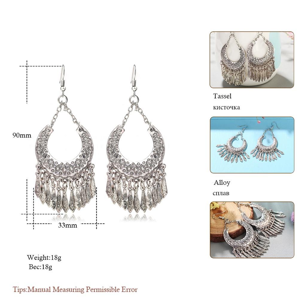 2017 винтажные длинные висячие серьги для женщин, богемные ювелирные изделия в стиле бохо, серьги-капли с кисточками, женские серьги Brincos