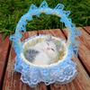 Figurines Plush Bunny Toy With Hanging Basket Simulation Cat Doll  Car Ornaments
