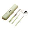 Cutlery Stainless with Combination Portable Tableware for Students and for Bento Easy To Carry Set, Steel, Chopsticks, Fork, Spoon, 3-piece Set, Case,
