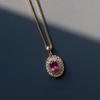 Креативный дизайн Инкрустация Бриллиантами Розовый Драгоценный Камень Ожерелье Подвеска Милый Стиль Изысканная Овальная Цепочка-Колье Свадебные Ювелирные Изделия Подарки