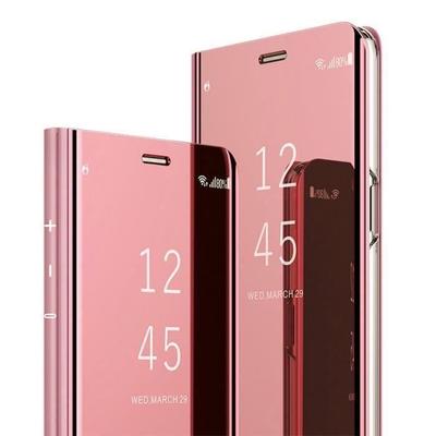 Чехол Huawei P30 Pro, Модный зеркальный чехол Clear View Тонкий кожаный чехол с подставкой Защита от царапин для Huawei P30 Pro, Розовое золото