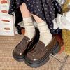 Черные универсальные туфли на платформе из натуральной кожи в британском стиле, женские, весна-осень 2025 года, французские мокасины с одной педалью